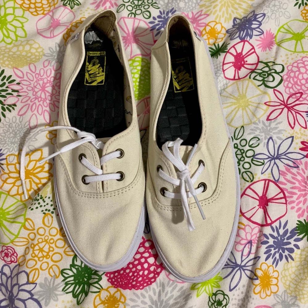White slip on vans
